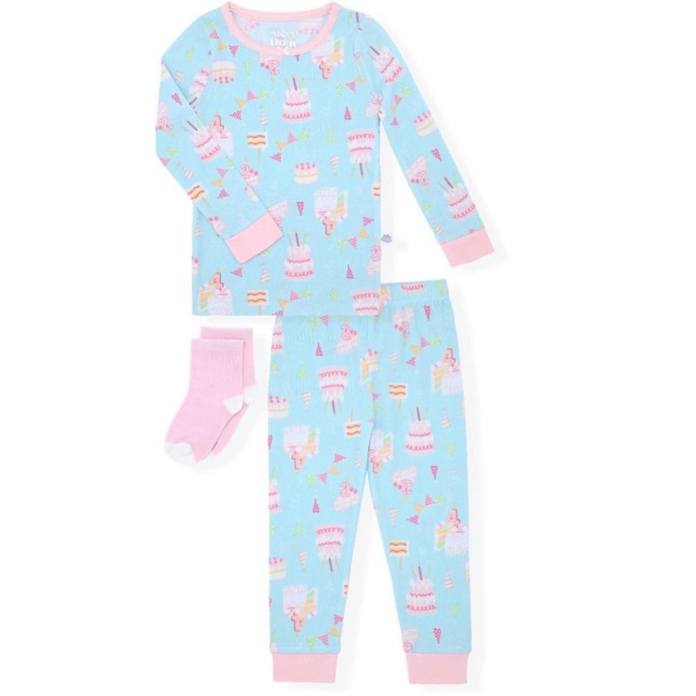 Sleep On It Pastel Birthday Pajama Set with Socks